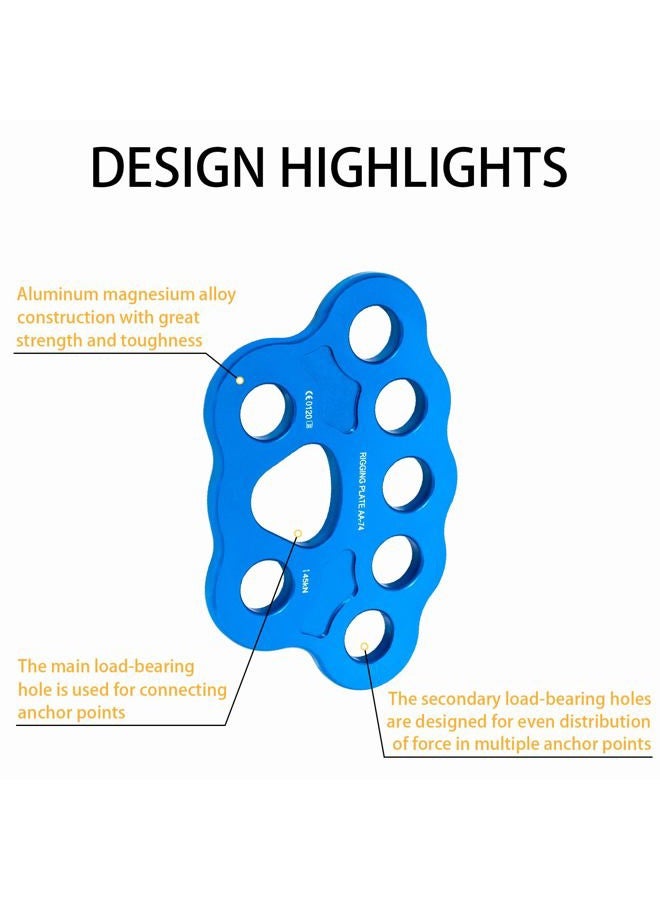 FTGear 45KN Durable Climbing Rigging Plate, 8 Holes Paw Rigging Plate for Even Load, Multiple Anchor Plate for Climbing, Backyard Ziplining & Rescue, Blue - Image 5
